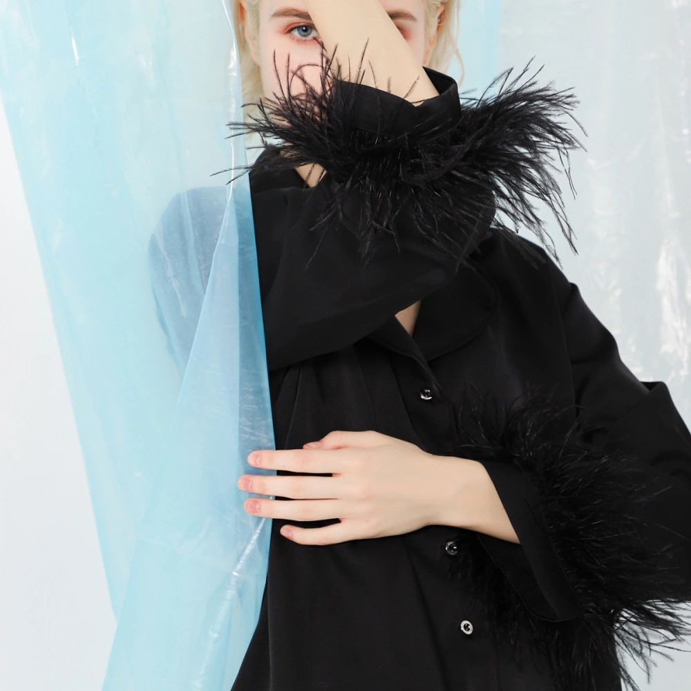 Ostrich hair luxury satin suit collar pajamas wind shirt jacket