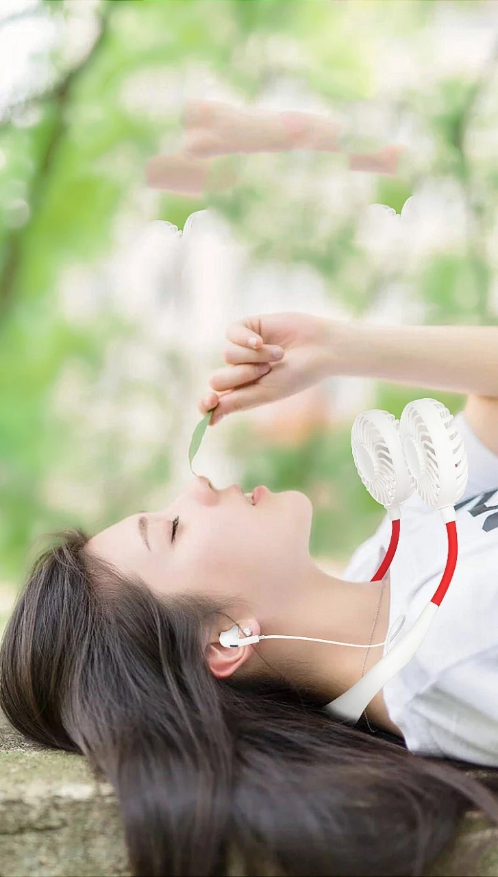 Hanging neck Bluetooth headset fan