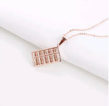 Personality creative titanium steel lucky abacus necklace female plated 18K rose gold clavicle chain delicate short chain