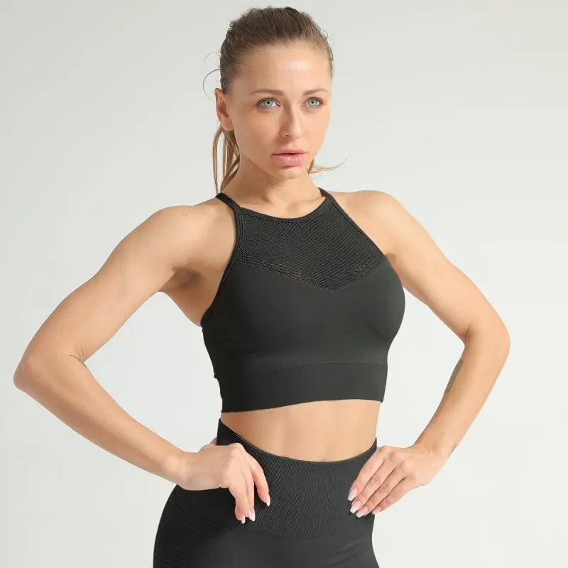 High waist tight Yoga Pants hollow sports vest
