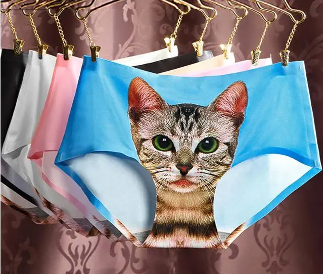 3D printing Women's Pussycat Panties Anti Emptied Cat Printing Underwear Women Panty Sexy Briefs Women Seamless Control Girls