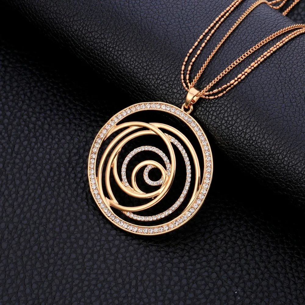 Round hollow sweater chain flower of life long necklace