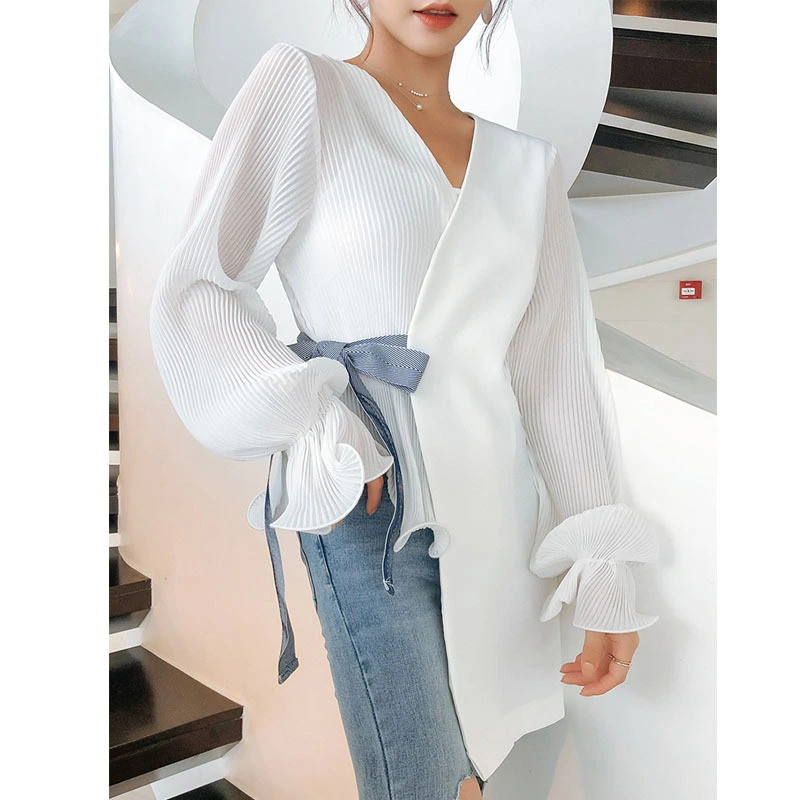Women's summer patchwork ruffle top