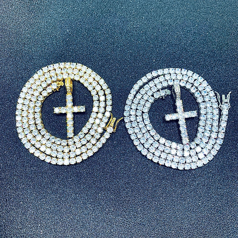 Tennis chain with cross necklace
