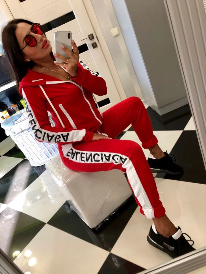 Sweater suit women's hooded sports casual suit