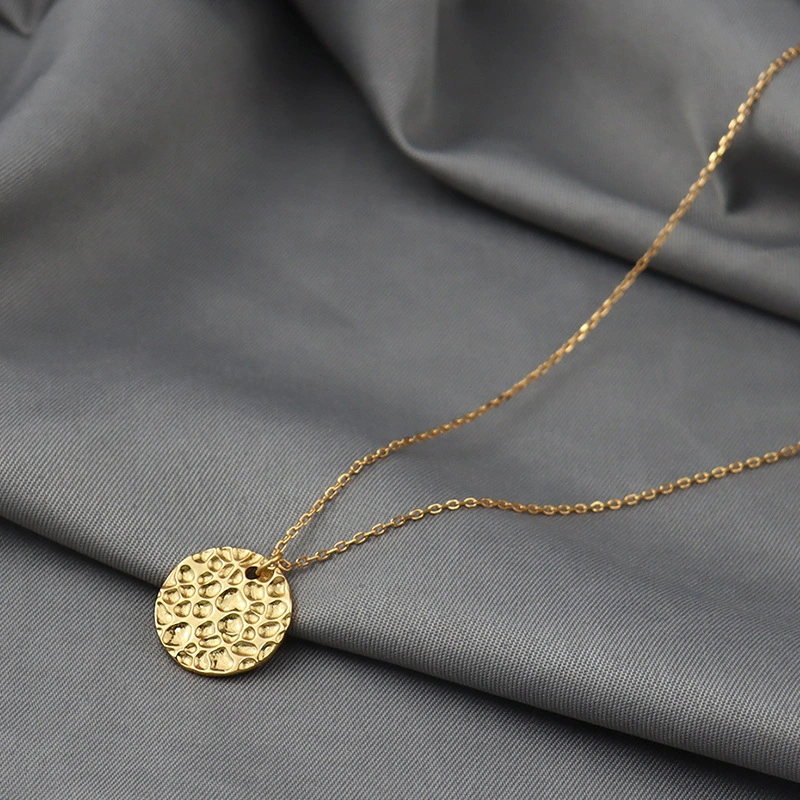 Gold-plated Round Irregular Pendant Necklace