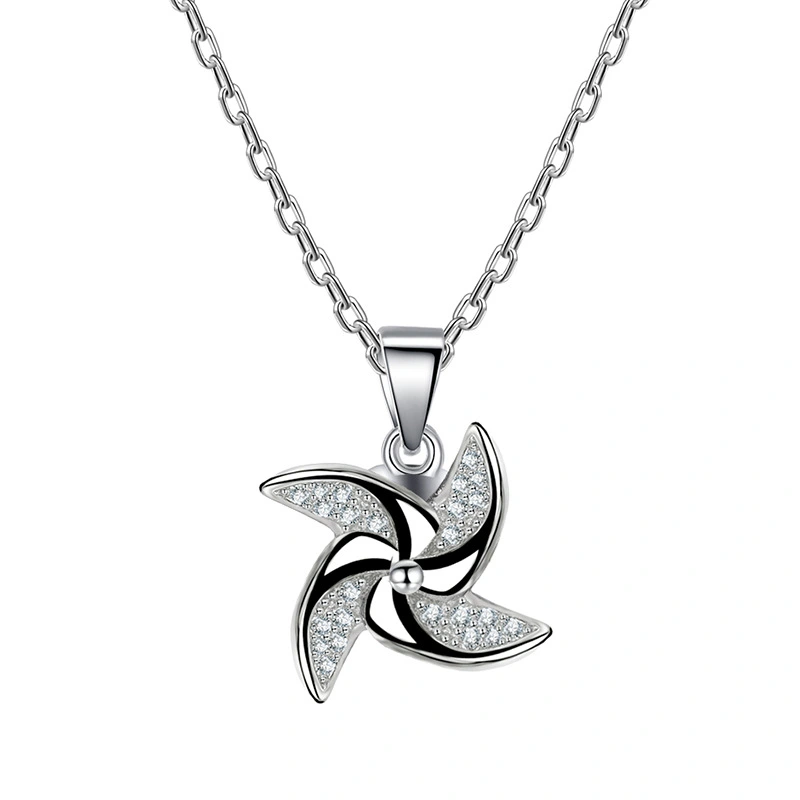 S925 Silver Windmill Women's Necklace Pendant Collar Chain