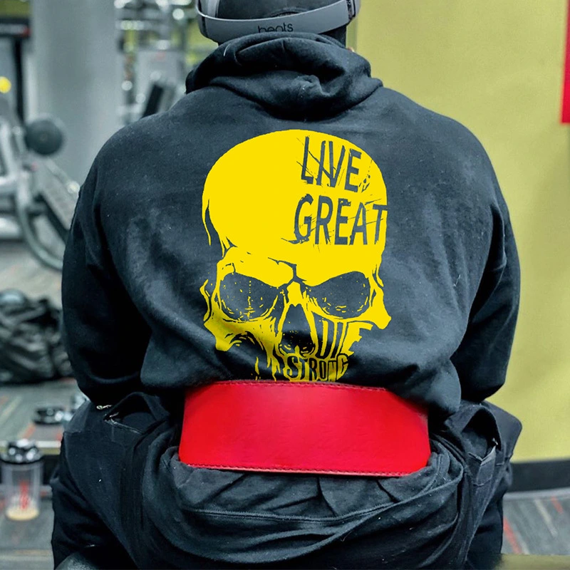 Men's plus size skull casual hooded jacket