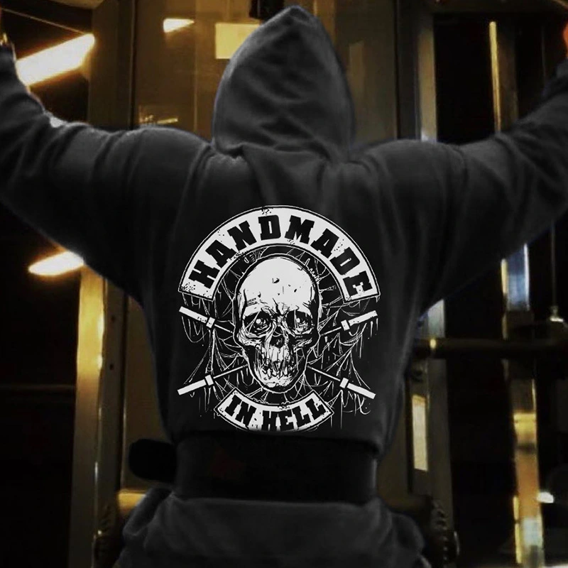 Men's plus size skull casual hooded jacket