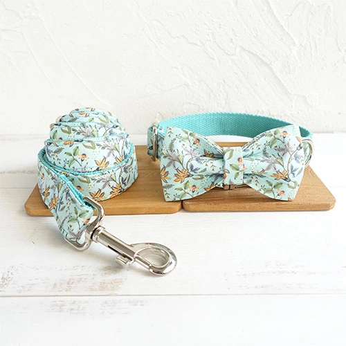 Thermal transfer flower dog collar drawstring bow