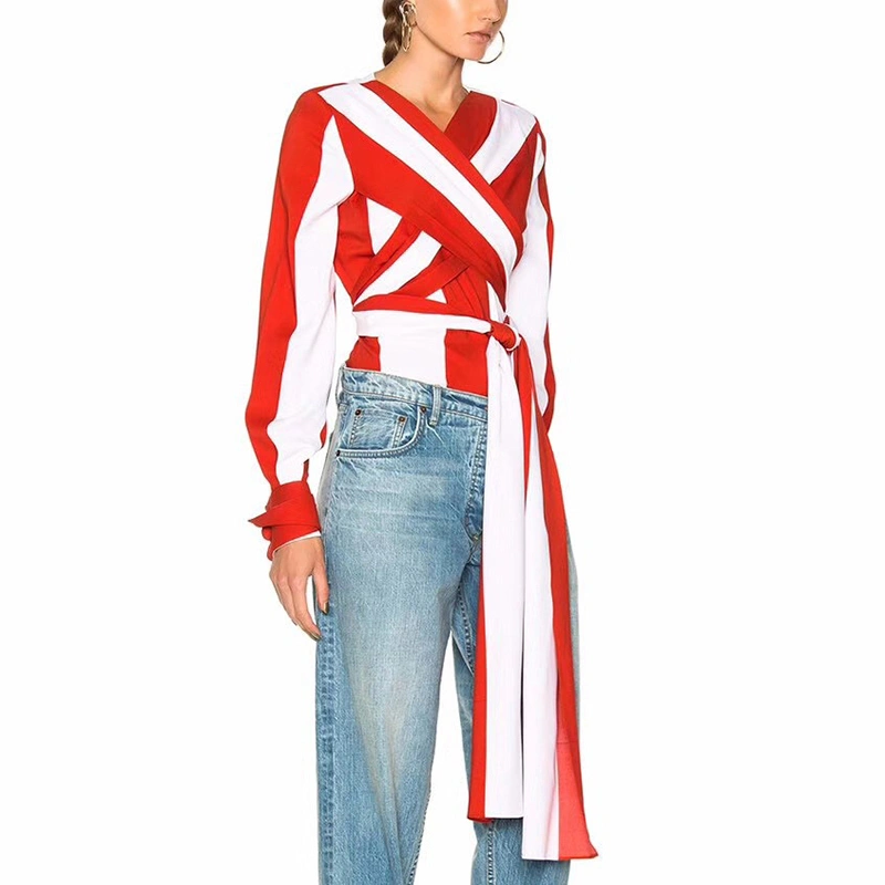 Casual bandage bow shirt
