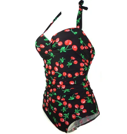 Cherry-print beach swimsuit