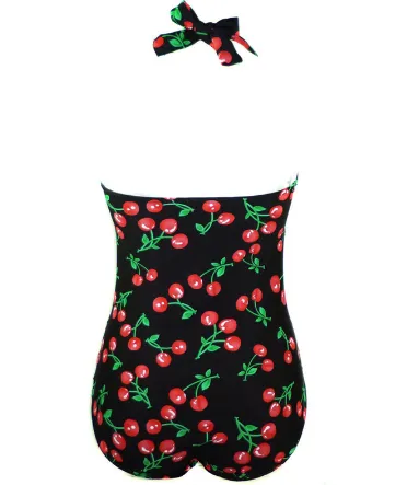 Cherry-print beach swimsuit