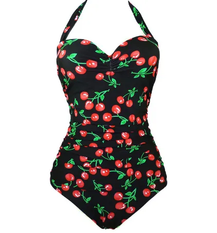 Cherry-print beach swimsuit