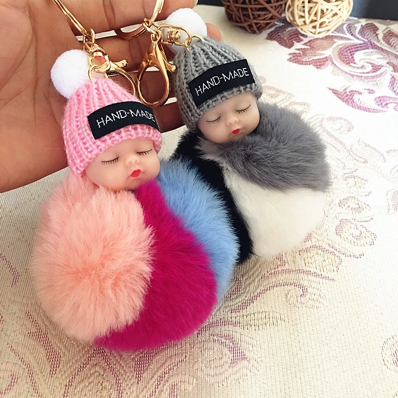Imitation Rex Rabbit Sleeping Cute Doll Keychain