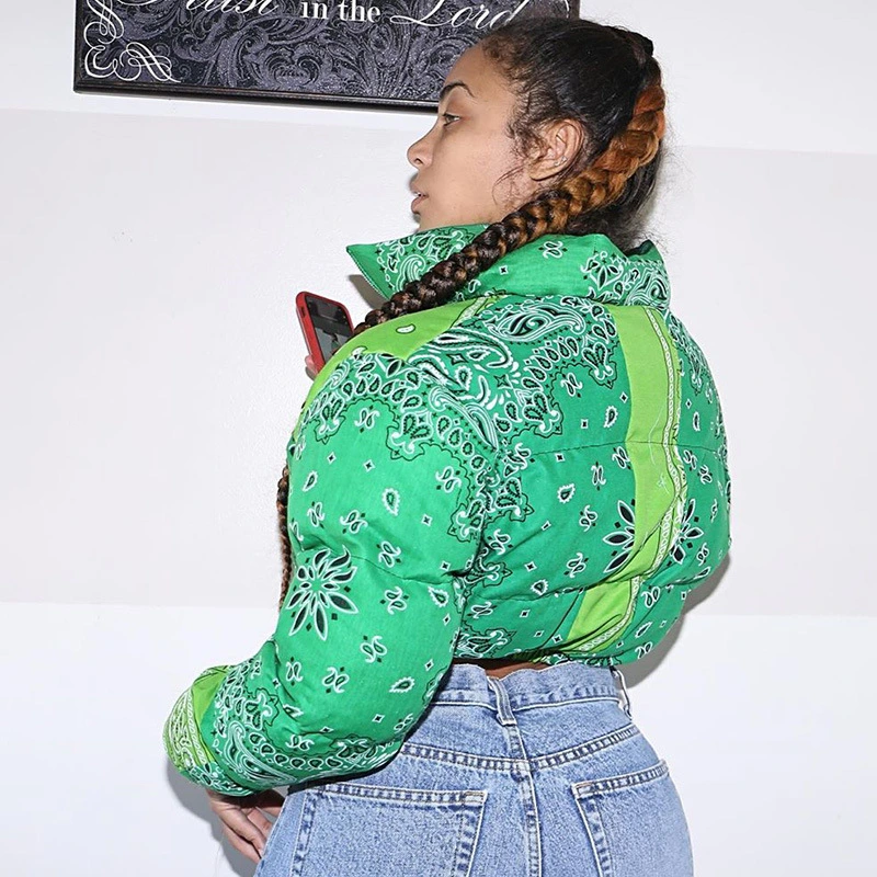 Printed zipper warmth slim fit bread coat