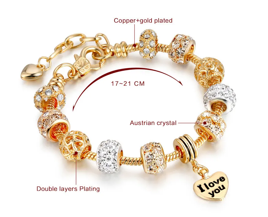 Diy Glass Big Hole Dog Paw Peach Heart Beaded Snake Chain