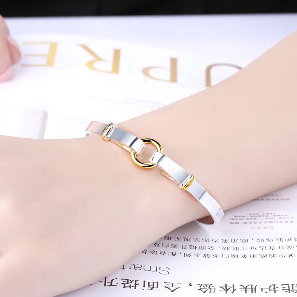 925 silver plated color separation O bracelet