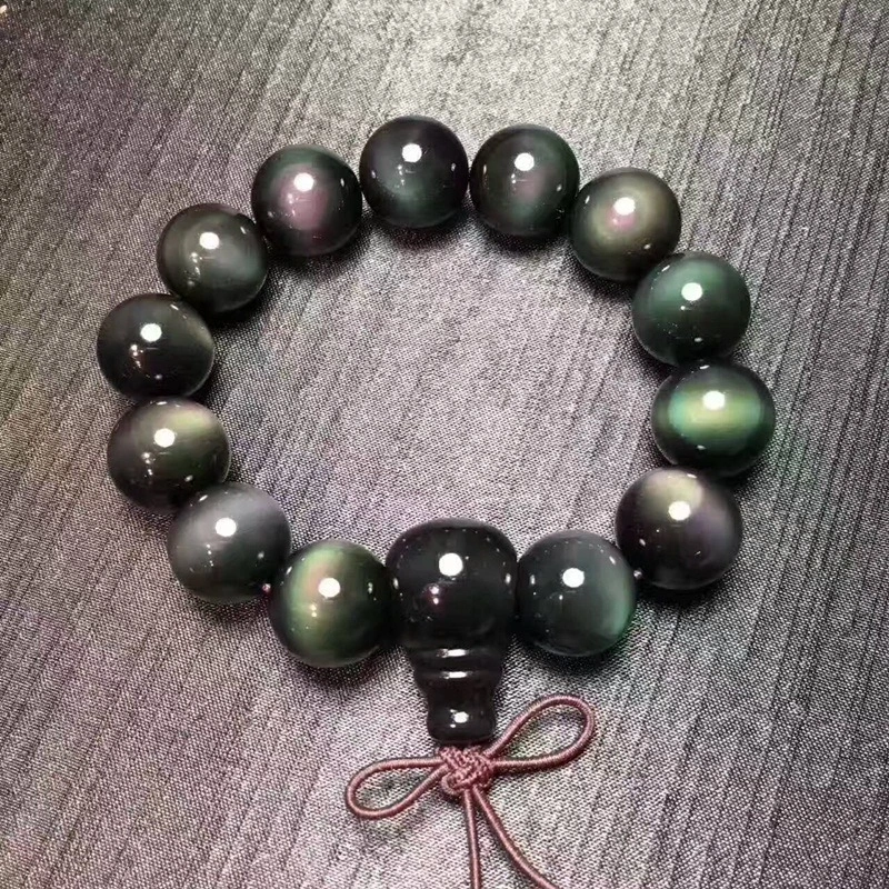 Double color eye obsidian bracelet