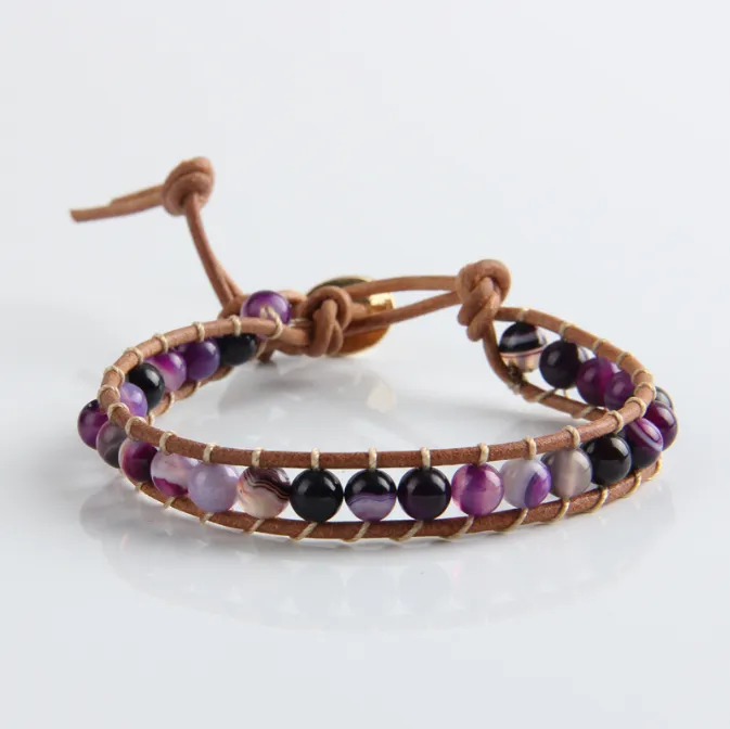 Purple striped agate bracelet