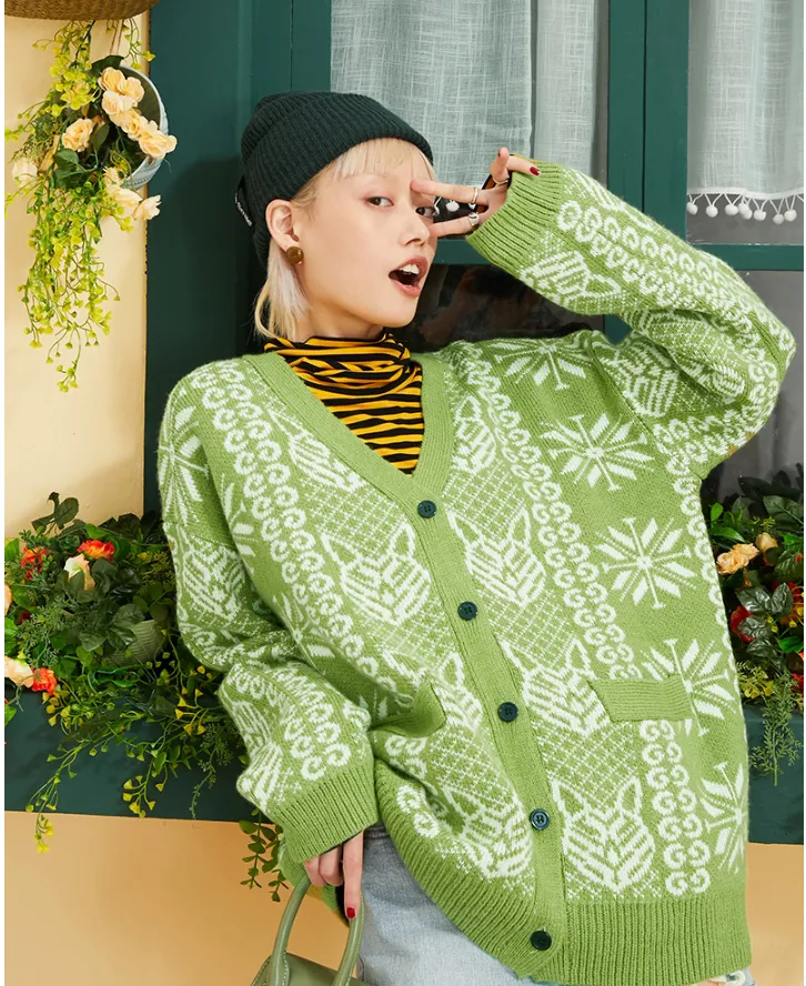 Green V-neck Sweater