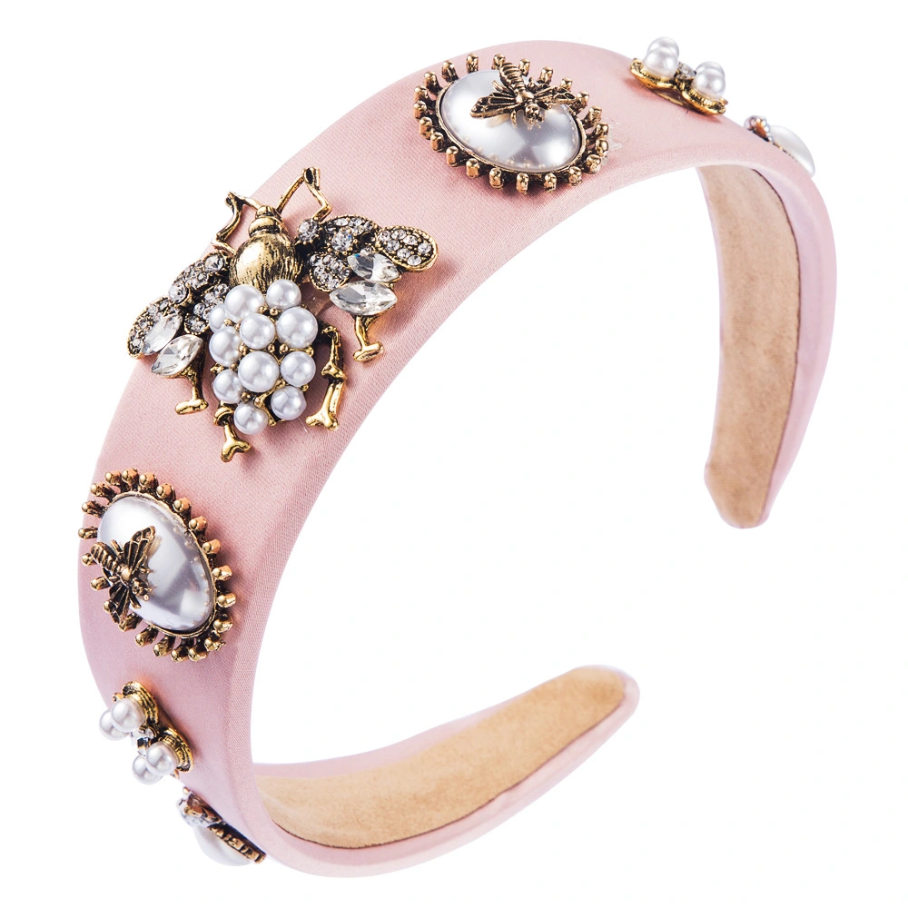 Red Bee Inlaid Rhinestone Headband Pearl Headband