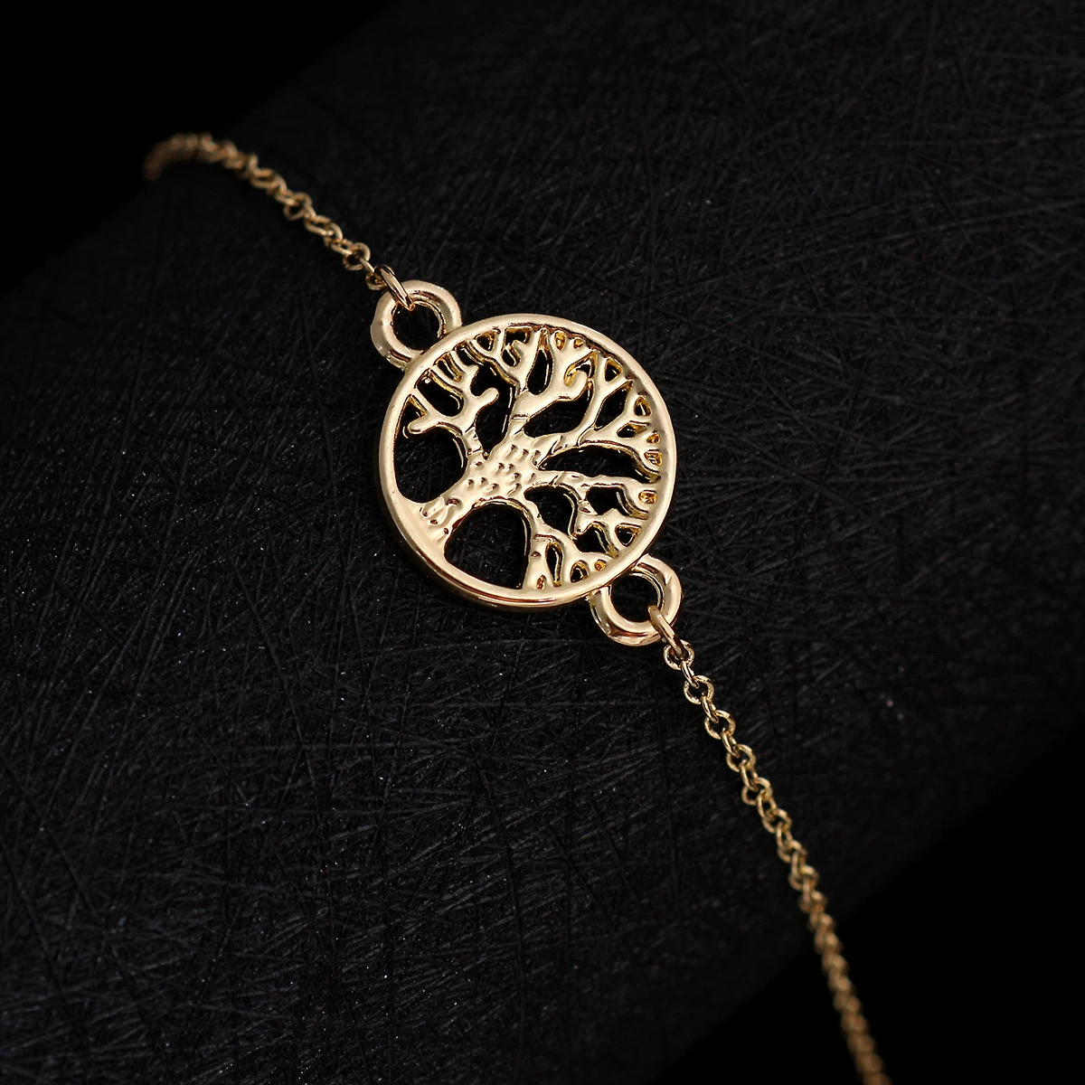 Geometric circular hollow tree of life bracelet