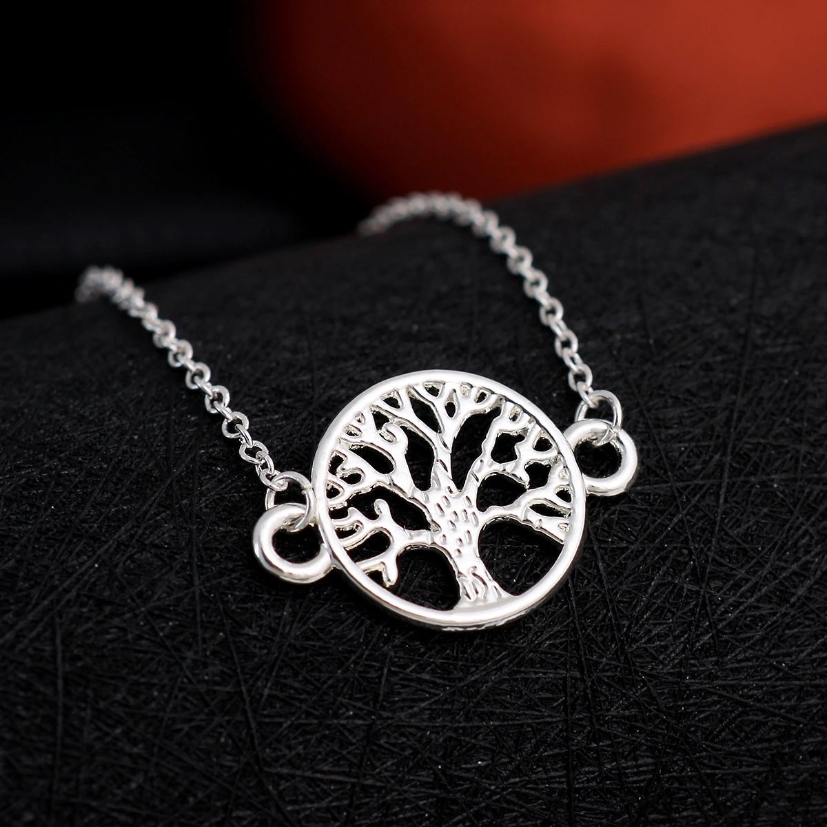 Geometric circular hollow tree of life bracelet