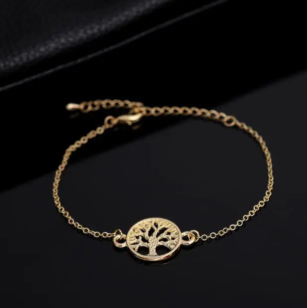 Geometric circular hollow tree of life bracelet