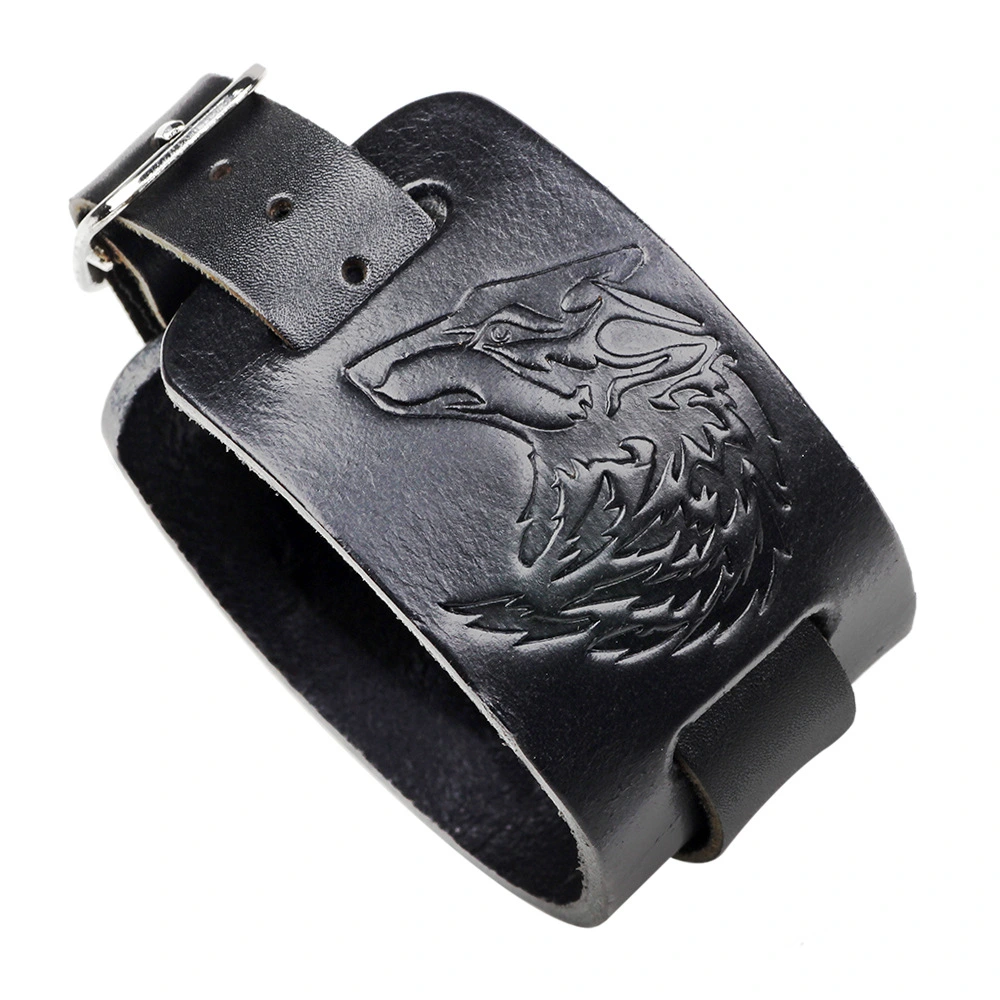 Wolf head embossed bracelet