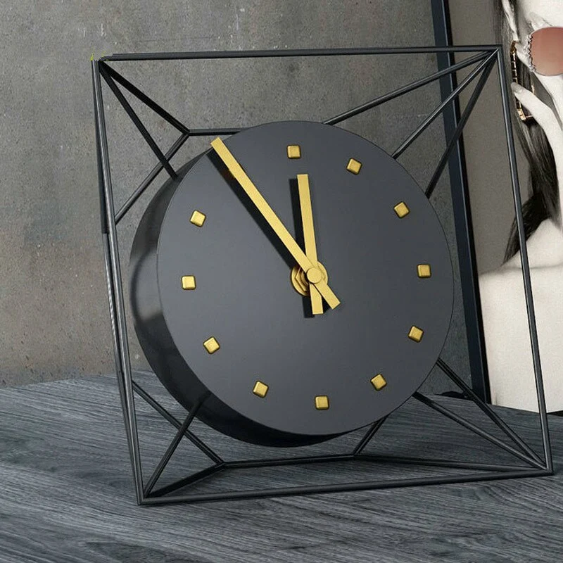 Wrought iron table clock retro European style table clock