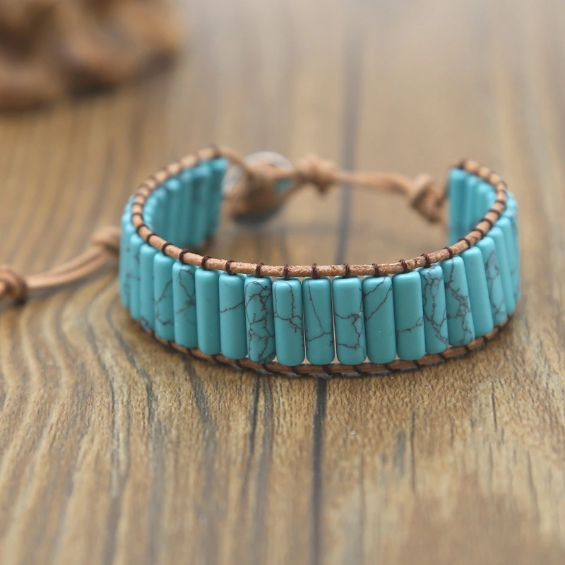 Turquoise leather braided bracelet