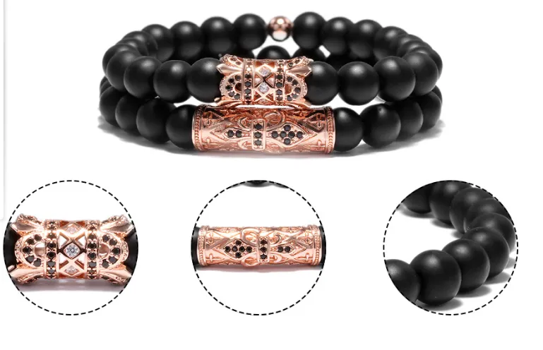 8MM Scrub Stone Bead Bracelet