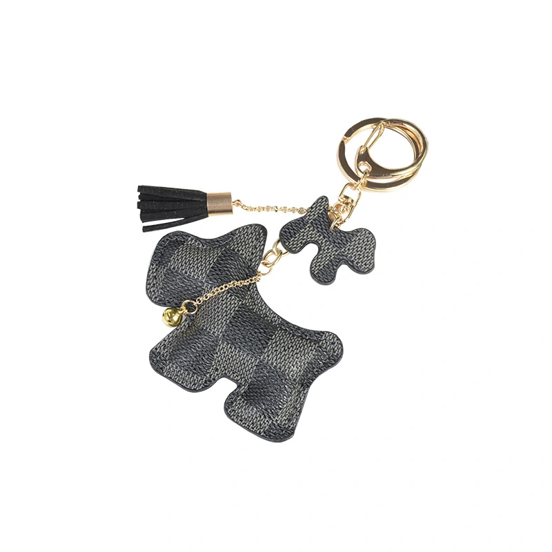 Cotton-filled Lattice Keychain Luggage Pendant