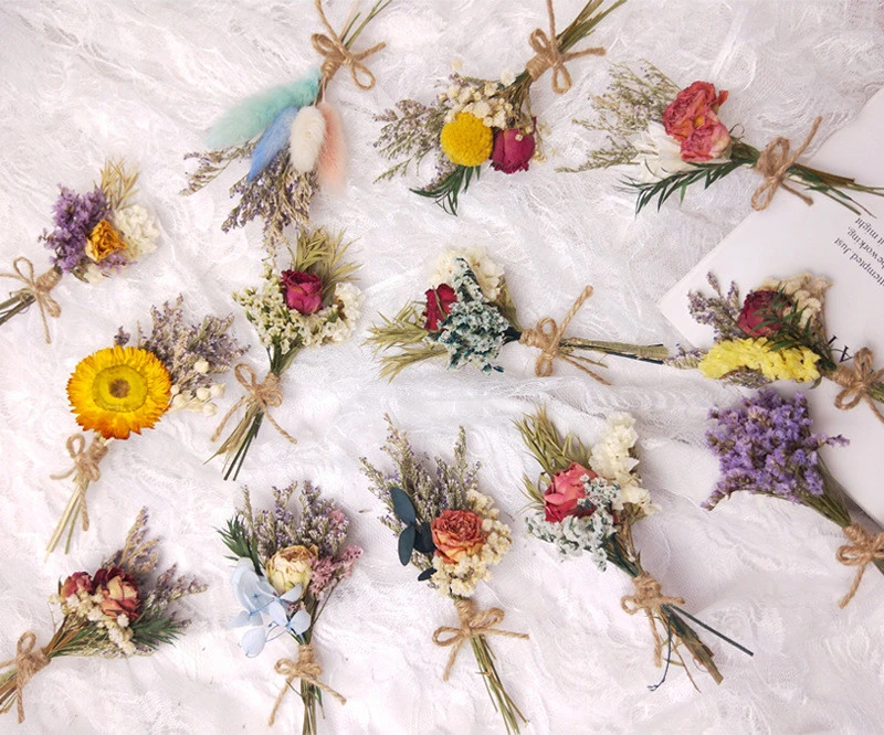 Decoration 13cm Mini Natural Dried Flower Bouquet