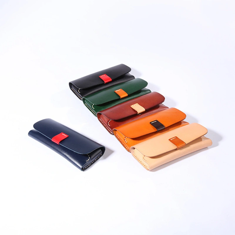 new original handmade Japanese ultra-thin vegetable tanned leather glasses case leather leather glasses bag color glasses bag