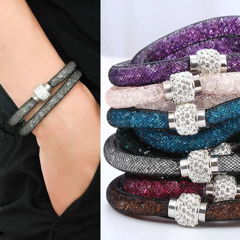 Mesh crystal bracelet