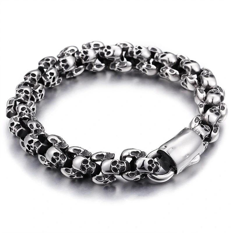 Vintage titanium steel skull bracelet