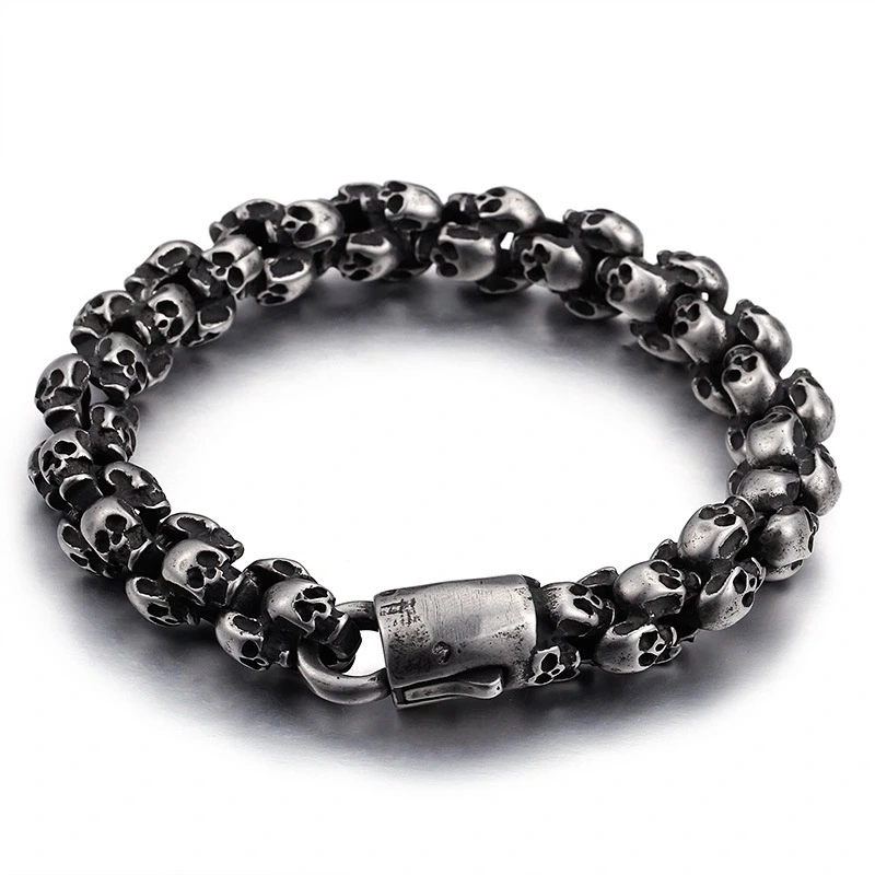 Vintage titanium steel skull bracelet