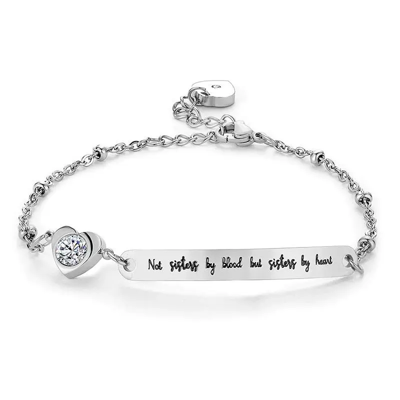 Lettering curved piece chain bracelet