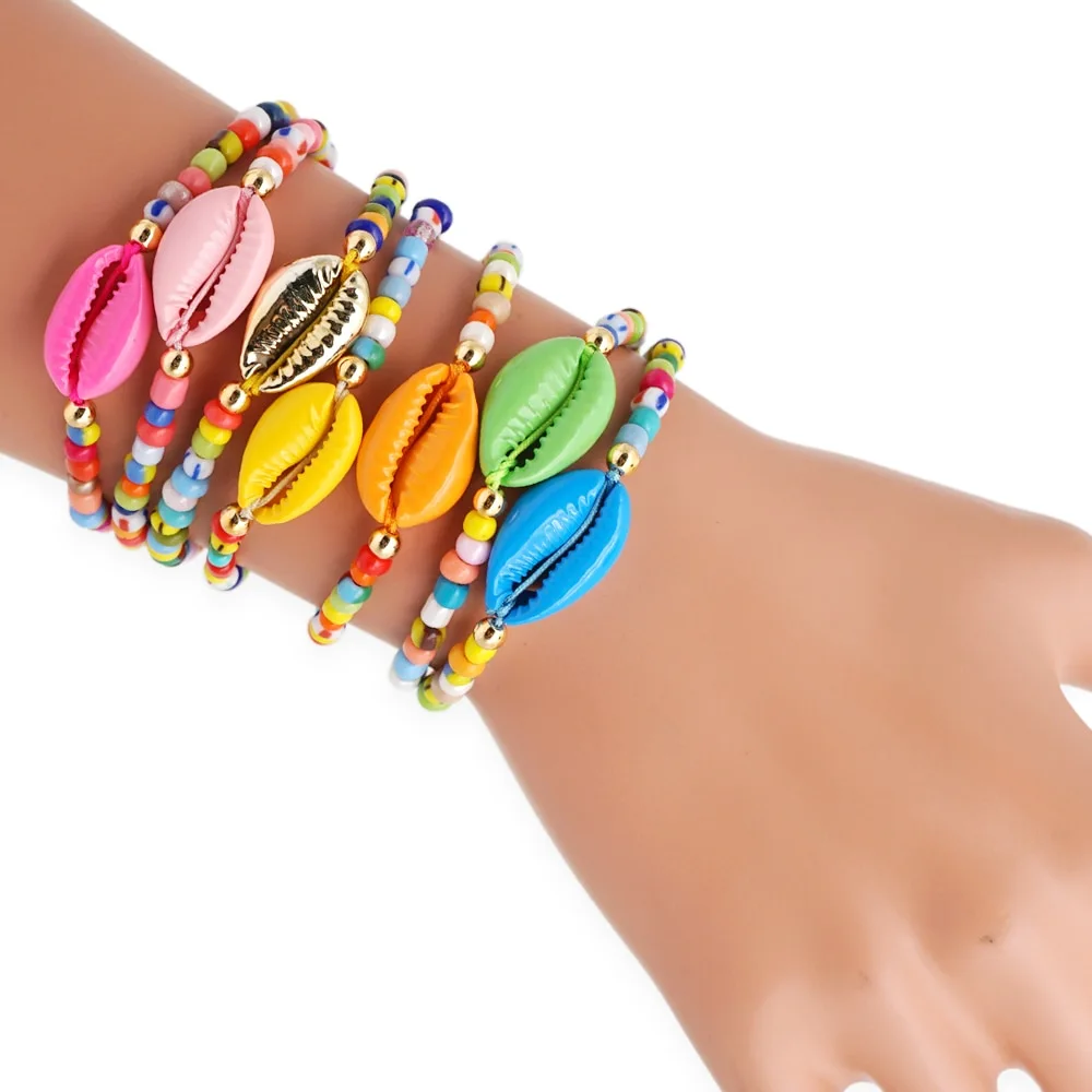 Bohemian ethnic style shell rainbow bracelet