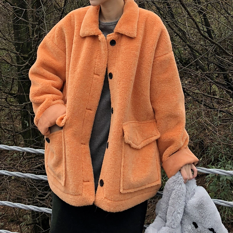 LAZYS winter 2021 new loose ifashion cotton jacket Korean version of suede lamb hair jacket female tide