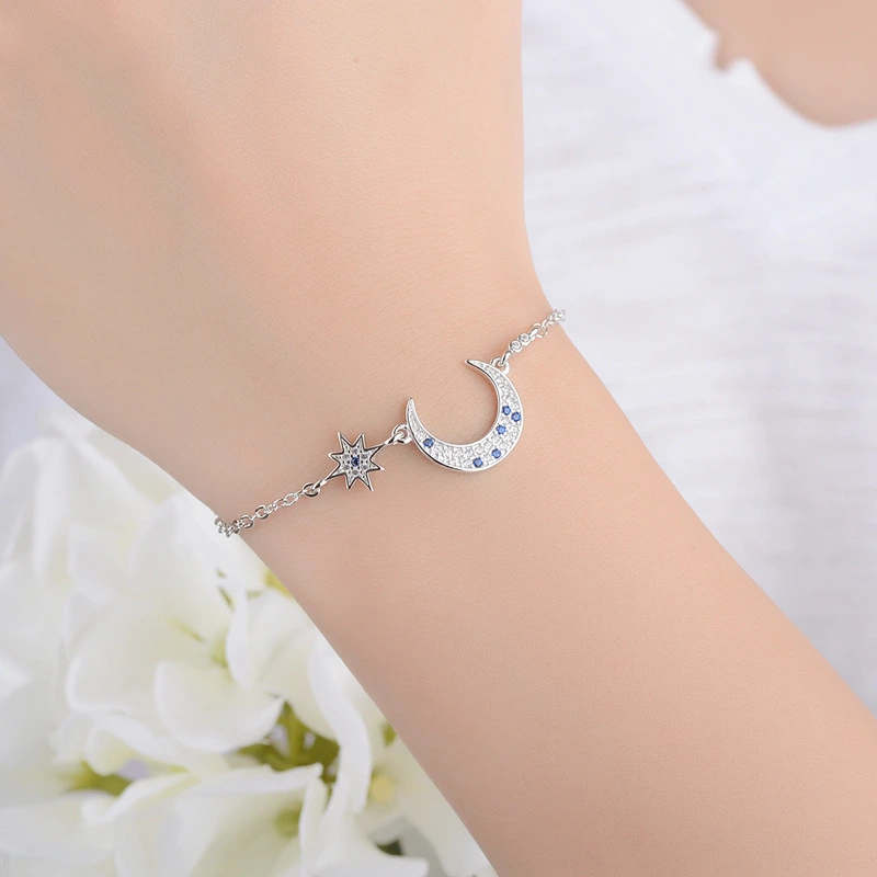 Ai Feier Bracelet Japanese and Korean Style Fashion Simple Star Moon Bracelet Cute Sweet Zircon Bracelet Wholesale