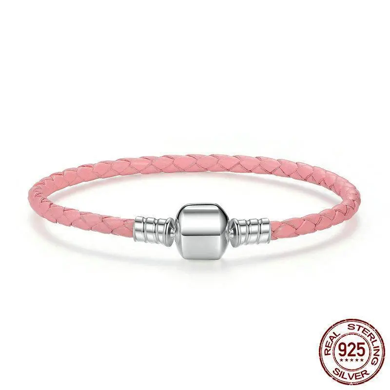 S925 silver leather rope bracelet