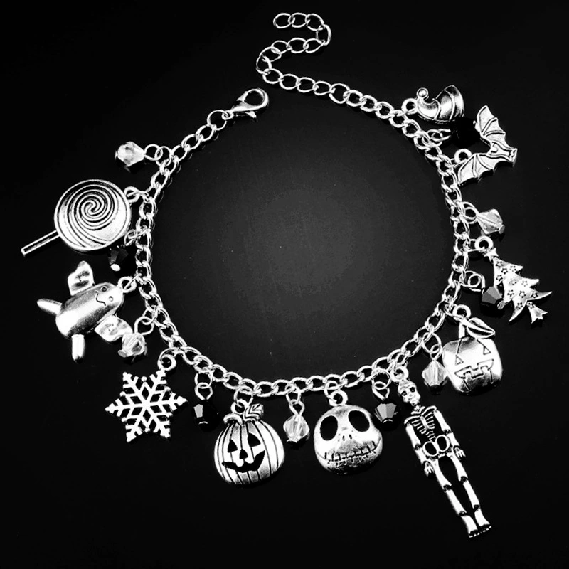 Fright Christmas Night Bracelet Bangle Snowflake Crystal Beads Charm Bracelet Christmas Gift