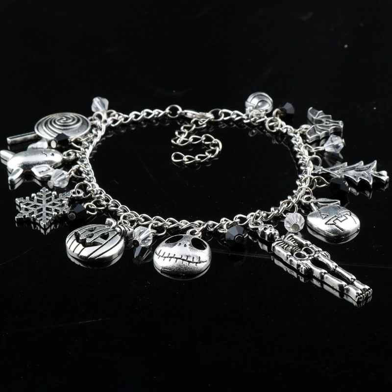 Fright Christmas Night Bracelet Bangle Snowflake Crystal Beads Charm Bracelet Christmas Gift