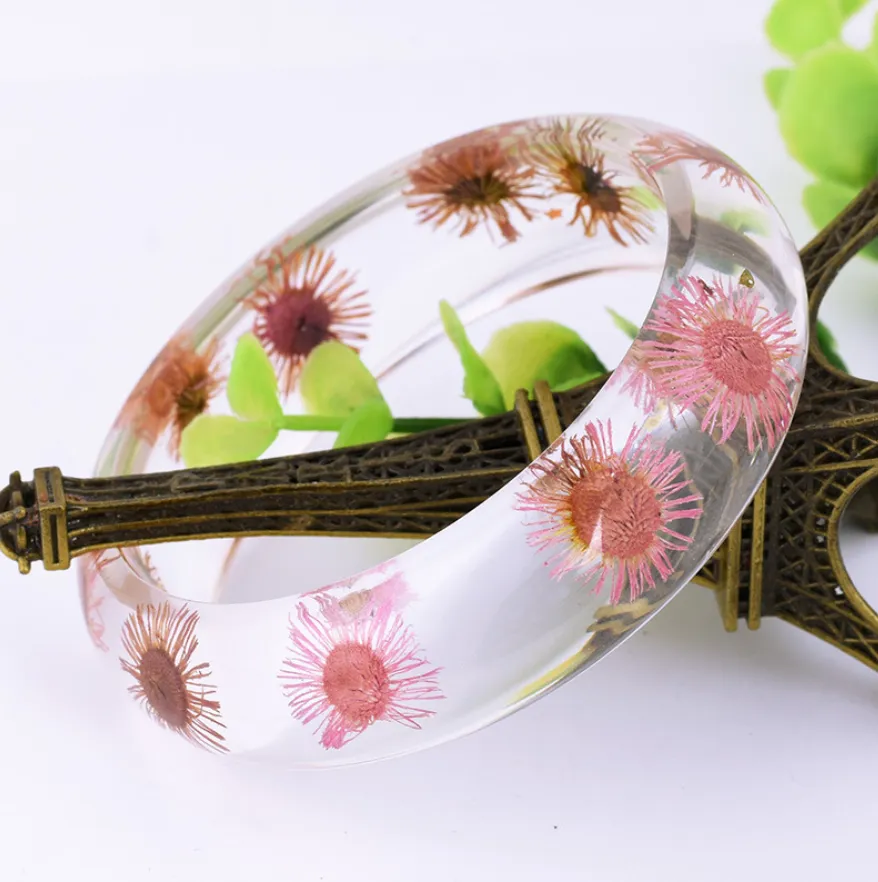 Pink cosmos flower bracelet