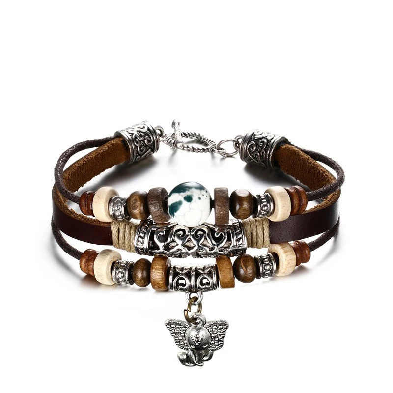 Multilayer Retro Braided Leather Cord Bracelet