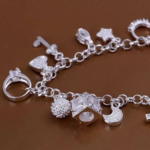 925 Silver Fashion Thirteen Hanging Bracelets