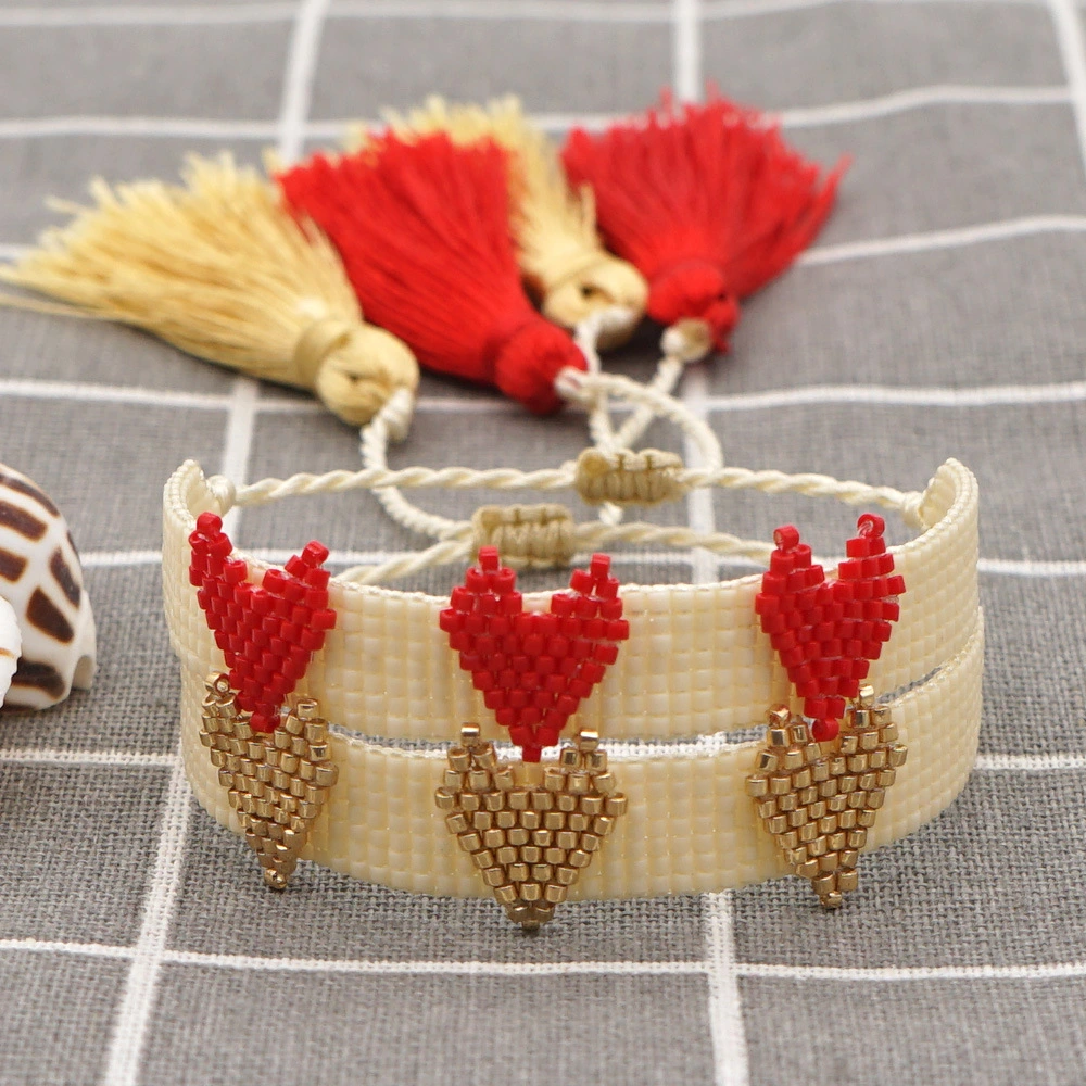 Miyuki Rice Beads Bracelet Women Retro Bohemian Ethnic Style Tassel Wild Love